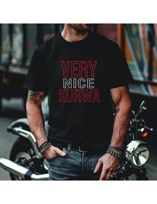 Koszulka Męska Młodzieżowa T-Shirt VERY NICE KURWA Bawełna roz. S