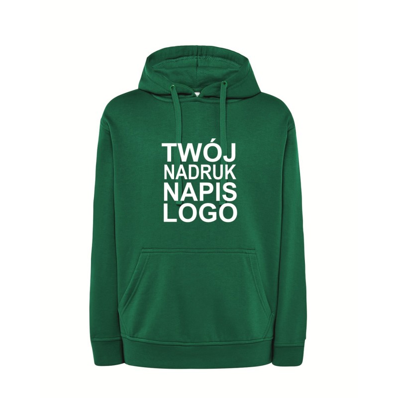 Męska bluza dresowa z kapturem zielona z twoim logo Męska bluza dresowa z kapturem zielona z twoim logo