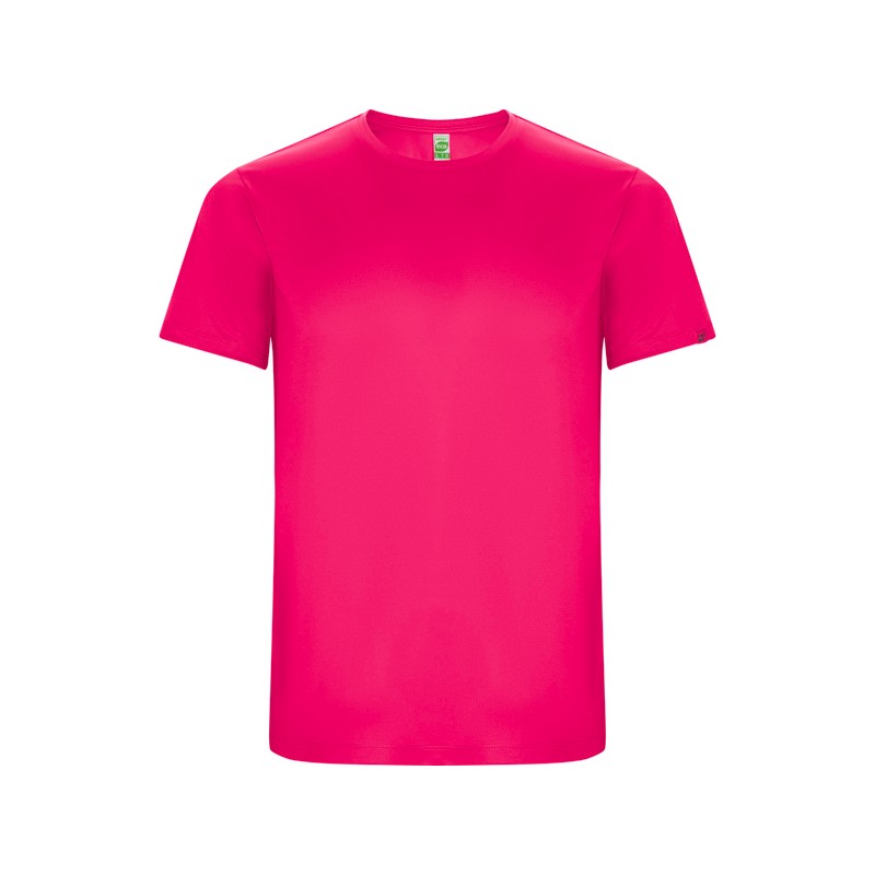 T-shirt męski sportowy do biegania na rower różowy fluo