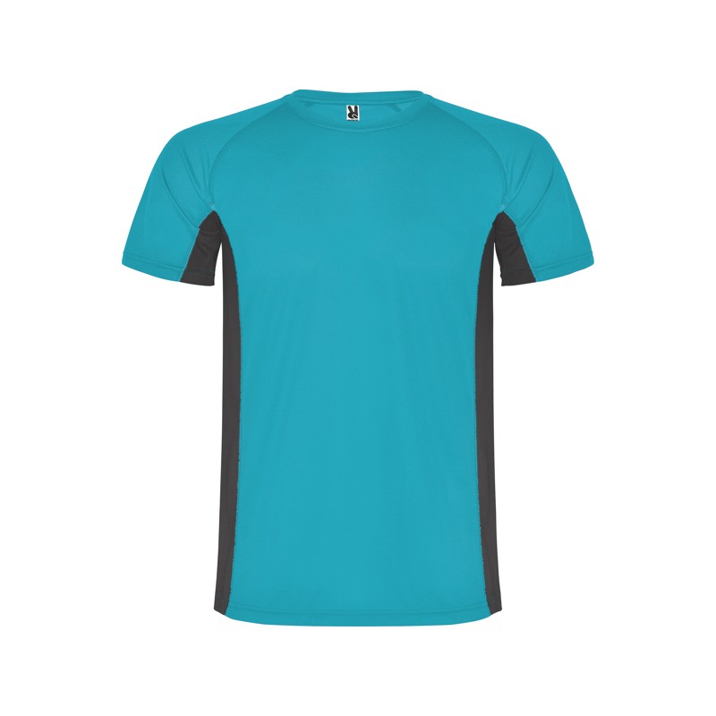 T-shirt męski dwukolorowy sportowy przyjemny w dotyku turkusowy