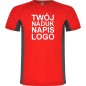 T-shirt męski dwukolorowy sportowy przyjemny w dotyku z twoim nadrukiem logo czerwony