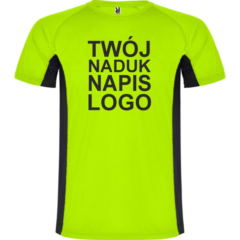 T-shirt męski dwukolorowy sportowy przyjemny w dotyku z twoim nadrukiem logo zielony