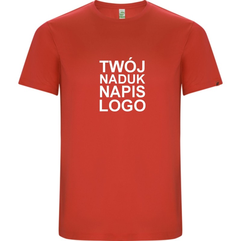 T-shirt męski sportowy szybkoschnący z twoim nadrukiem logo czerwony
