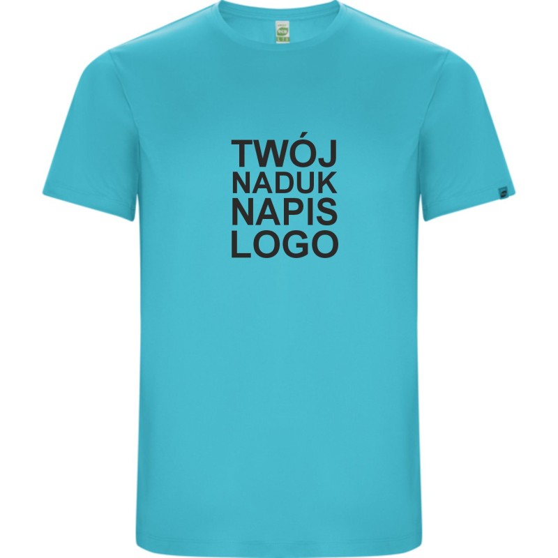 T-shirt męski sportowy szybkoschnący z twoim nadrukiem logo turkusowy