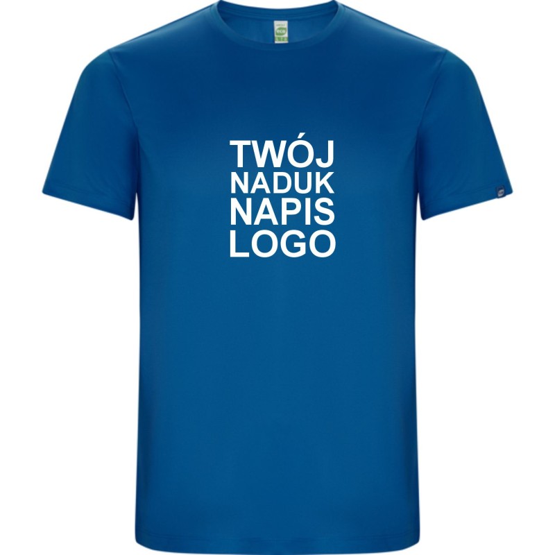 T-shirt męski sportowy szybkoschnący z twoim nadrukiem logo do biegania na rower chabrowy
