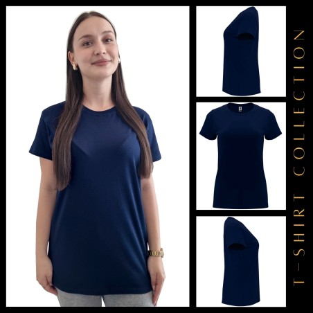 Damska koszulka T-shirt z twoim napisem nadrukiem logo granatowa