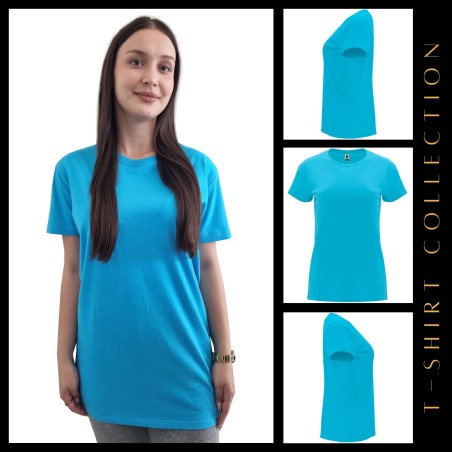 Damska koszulka T-shirt z twoim napisem nadrukiem logo turkusowa