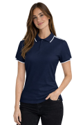 Koszulka polo damska krótki rękaw granatowa z wstawkami białymi.png
