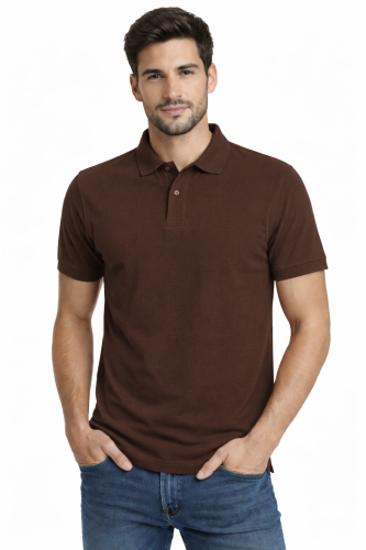 Koszulka polo męska krótki rękaw brązowa.png