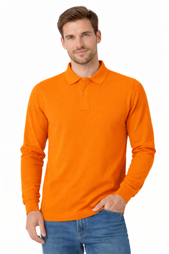 Koszulka polo męska z długim rekawem pomarańczowa.png