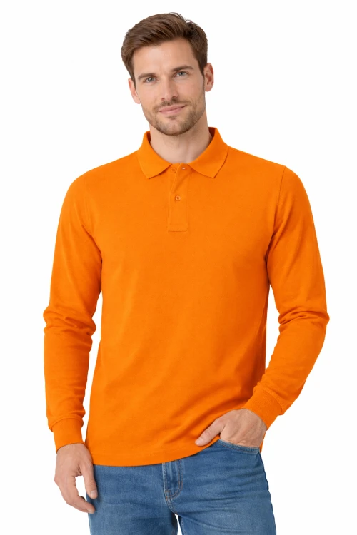 Koszulka polo męska z długim rekawem pomarańczowa.png