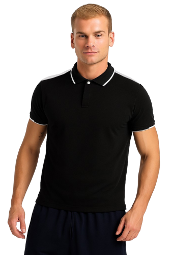 meska-elegancka-koszulka-polo-czarna-biae-wstawki