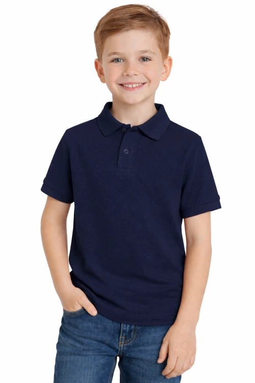 Koszulka polo dziecięca dla chłopca i dziewczynki w wieku 3-14 lat granatowa.png