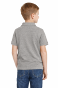 Koszulka polo dziecięca dla chłopca i dziewczynki w wieku 3-14 lat szara widok z tyłu.png