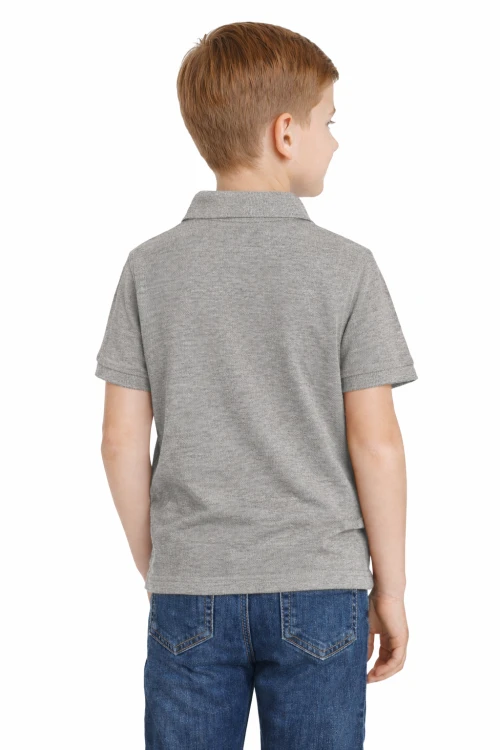 Koszulka polo dziecięca dla chłopca i dziewczynki w wieku 3-14 lat szara widok z tyłu.png