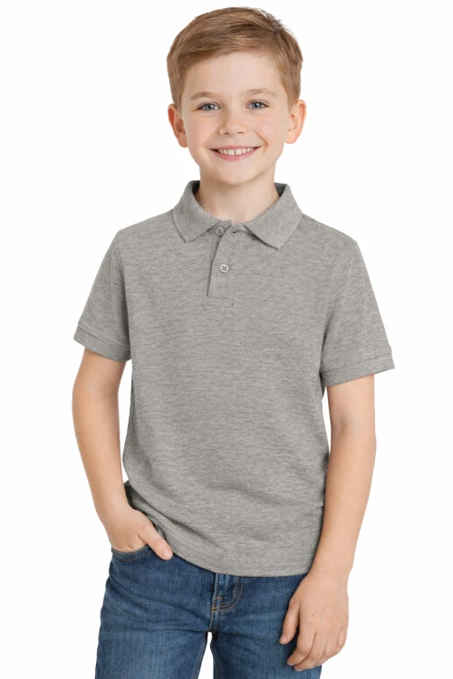 Koszulka polo dziecięca dla chłopca i dziewczynki w wieku 3-14 lat szara.png