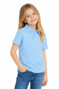 Koszulka polo dziecięca dla chłopca i dziewczynki w wieku 3-14 lat niebieska widok dziewczynki.png