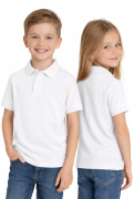 Koszulka polo dziecięca dla chłopca i dziewczynki w wieku 3-14 lat biała widok dzieci.png