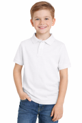 Koszulka polo dziecięca dla chłopca i dziewczynki w wieku 3-14 lat biała.png