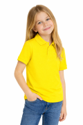 Koszulka polo dziecięca dla chłopca i dziewczynki w wieku 3-14 lat żółta widok dziewczynki.png