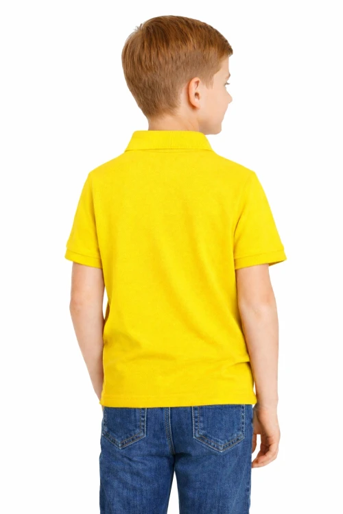 Koszulka polo dziecięca dla chłopca i dziewczynki w wieku 3-14 lat żółta widok z tyłu.png