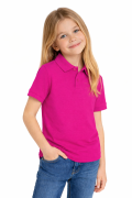 Koszulka polo dziecięca dla chłopca i dziewczynki w wieku 3-14 lat fuksja widok dziewczynki.png