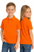 Koszulka polo dziecięca dla chłopca i dziewczynki w wieku 3-14 lat pomarańczowa widok dzieci.png