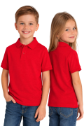 Koszulka polo dziecięca dla chłopca i dziewczynki w wieku 3-14 lat czerwona widok dzieci.png