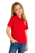 Koszulka polo dziecięca dla chłopca i dziewczynki w wieku 3-14 lat czerwona widok dziewczynki.png