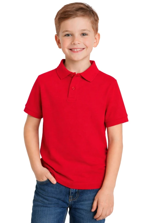 Koszulka polo dziecięca dla chłopca i dziewczynki w wieku 3-14 lat czerwona.png