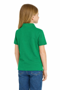 Koszulka polo dziecięca dla chłopca i dziewczynki w wieku 3-14 lat zielona widok z tyłu dziewczynka.png