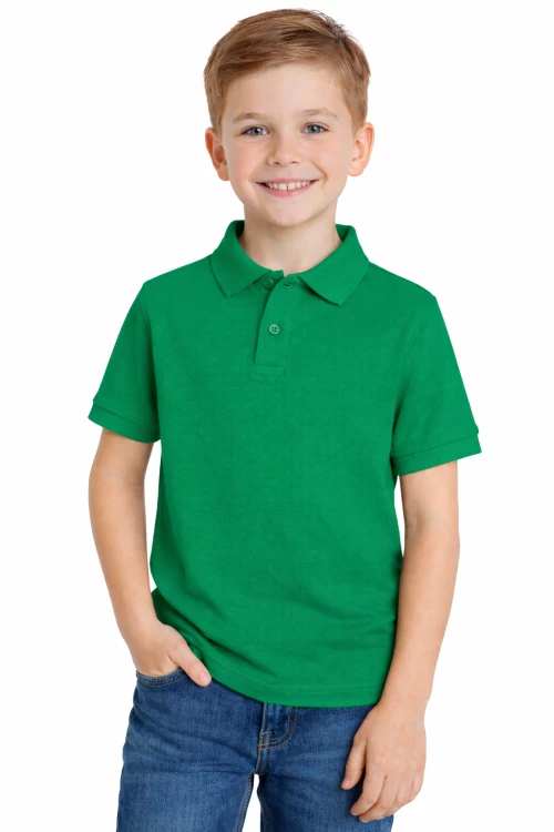 Koszulka polo dziecięca dla chłopca i dziewczynki w wieku 3-14 lat zielona.png