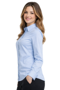 Koszula damska długi rękaw niebieska widok z boku.png