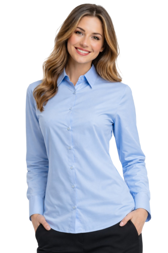 Koszula damska długi rękaw niebieska.png