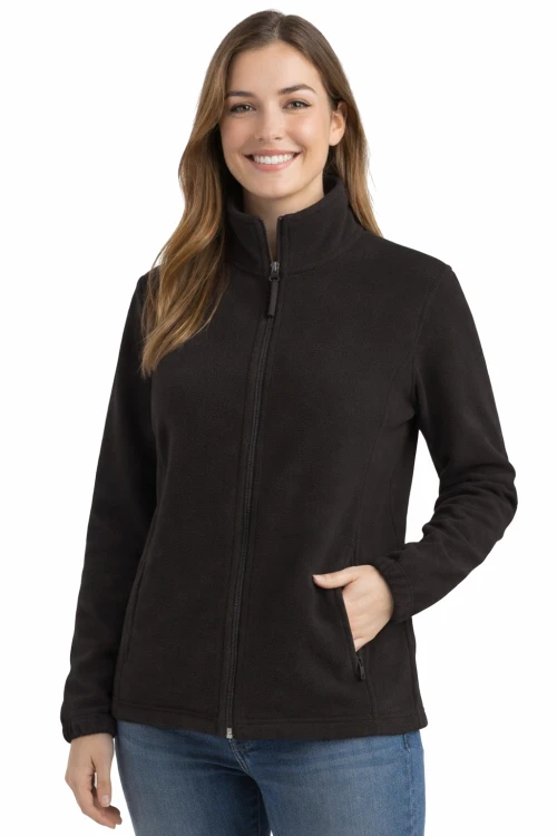 Bluza polarowa damska polar zapinany na zamek czarny.png