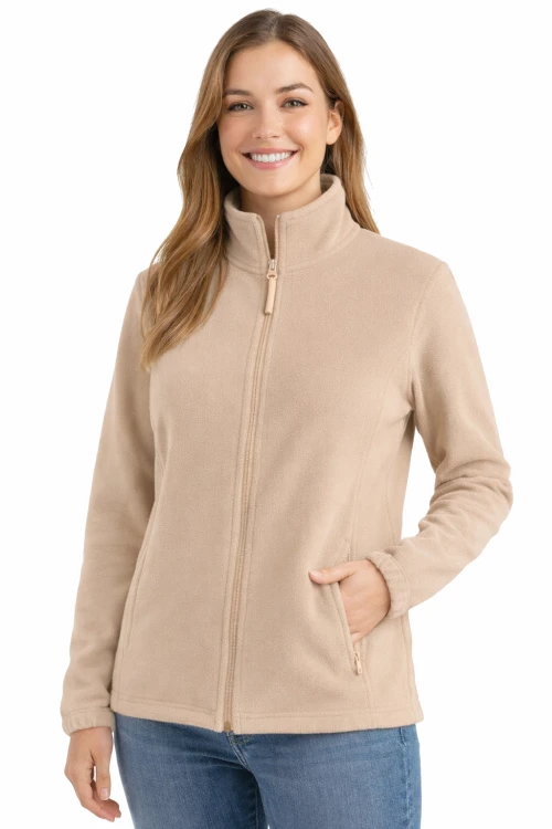 Bluza polarowa damska polar zapinany na zamek beżowy.png