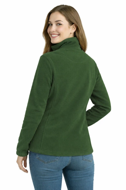 Bluza polarowa damska polar zapinany na zamek zielona butelka widok z tyłu.png