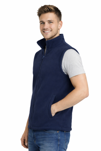 Kamizelka bezrękawnik polar zapinany na zamek granatowy widok z boku.png