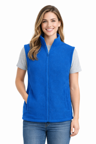 Kamizelka damska bezrękawnik polar zapinany na zamek chabrowy.png