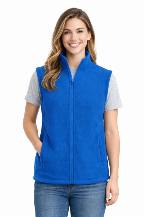 Kamizelka damska bezrękawnik polar zapinany na zamek chabrowy.png