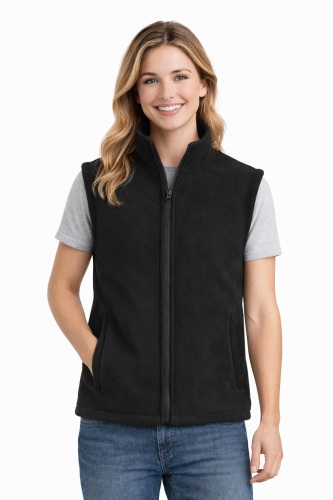 Kamizelka damska bezrękawnik polar zapinany na zamek czarny.png