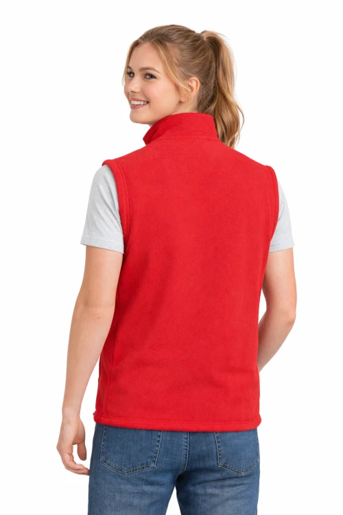 Kamizelka damska bezrękawnik polar zapinany na zamek czerwony widok z tyłu.png