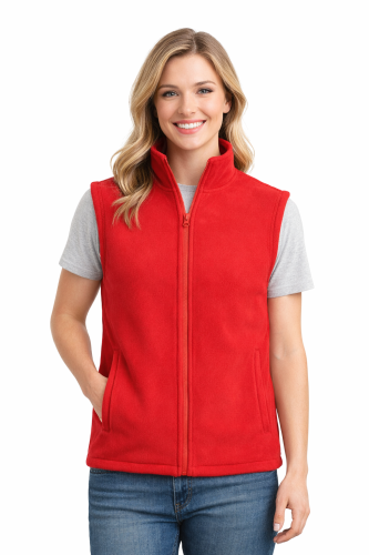 Kamizelka damska bezrękawnik polar zapinany na zamek czerwony.png