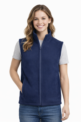 Kamizelka damska bezrękawnik polar zapinany na zamek granatowy.png