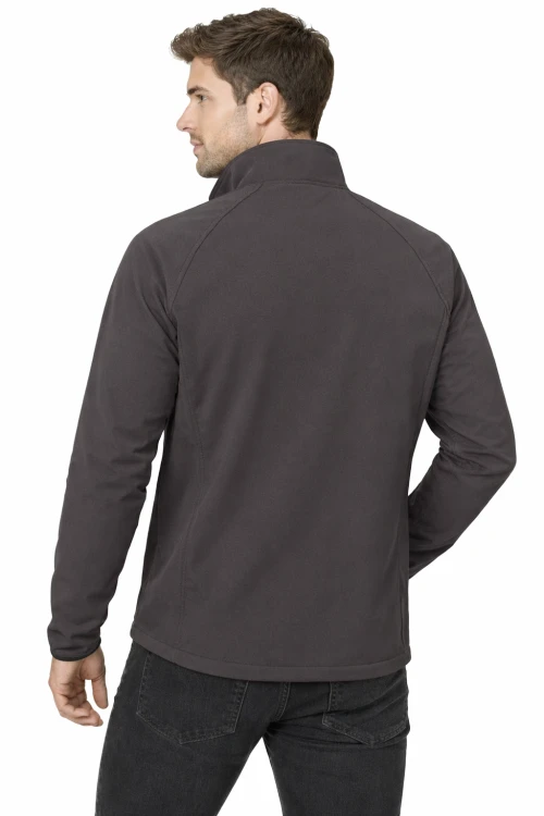 Kurtka męska softshell z kieszeniami zapinana na zamek kolor szary widok z tyłu.png