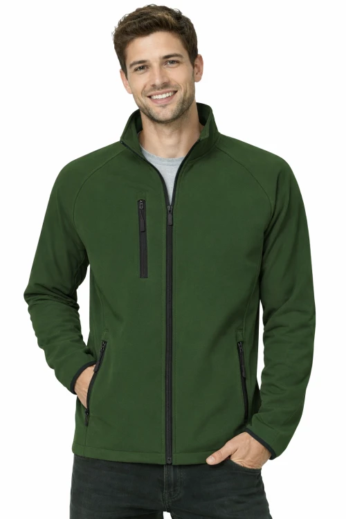 Kurtka męska softshell z kieszeniami zapinana na zamek kolor zielony.png