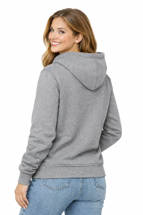 Bluza damska z kapturem kieszeniami szara widok z tyłu.png