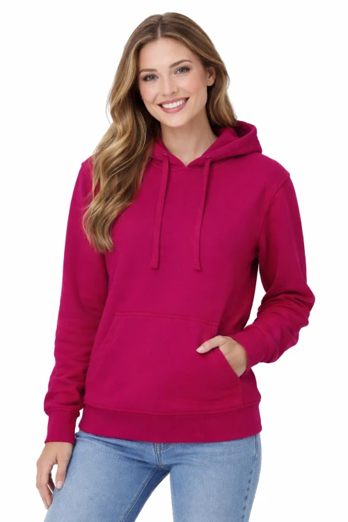 Bluza damska z kapturem kieszeniami fuksja.png