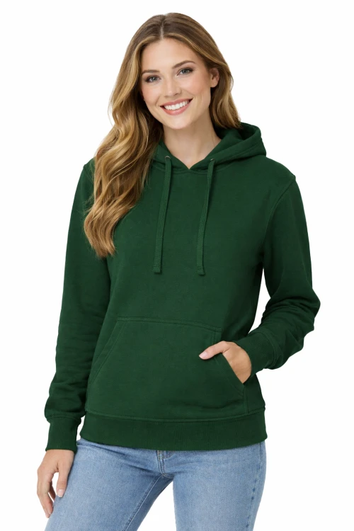 Bluza damska z kapturem kieszeniami zielona butelka.png