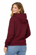 Bluza damska z kapturem kieszeniami bordowa widok z tyłu.png